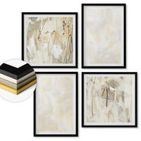 WANDBILDER 4er-Set - 50x50 cm & 40x60 cm Schwarzer Rahmen - Helles Strukturfarbendesign - Schwarz, Kunststoff (50/50cm) - ArtPrintCave
