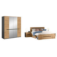 SCHLAFZIMMER Eiche Artisan, grau 4-teilig, Komplettset mit viel Stauraum - Eiche Artisan/Grau, Glas/Holzwerkstoff - Inn.Furn