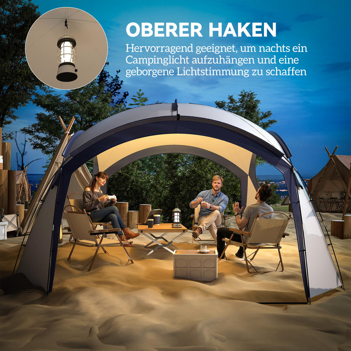 GARTENZELT Cremeweiß, Polyester, Glasfaser - Creme, Kunststoff (350/350cm) - Outsunny