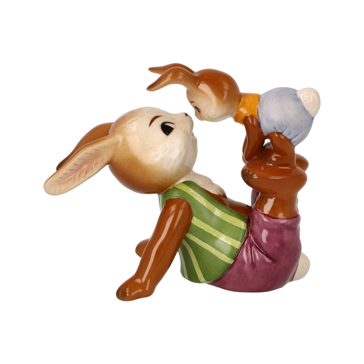 DEKOTIER Hasenfamilie - Frechdachs, Steingut, Bunt, 9 cm - Multicolor, Keramik (10/9/6cm) - Goebel
