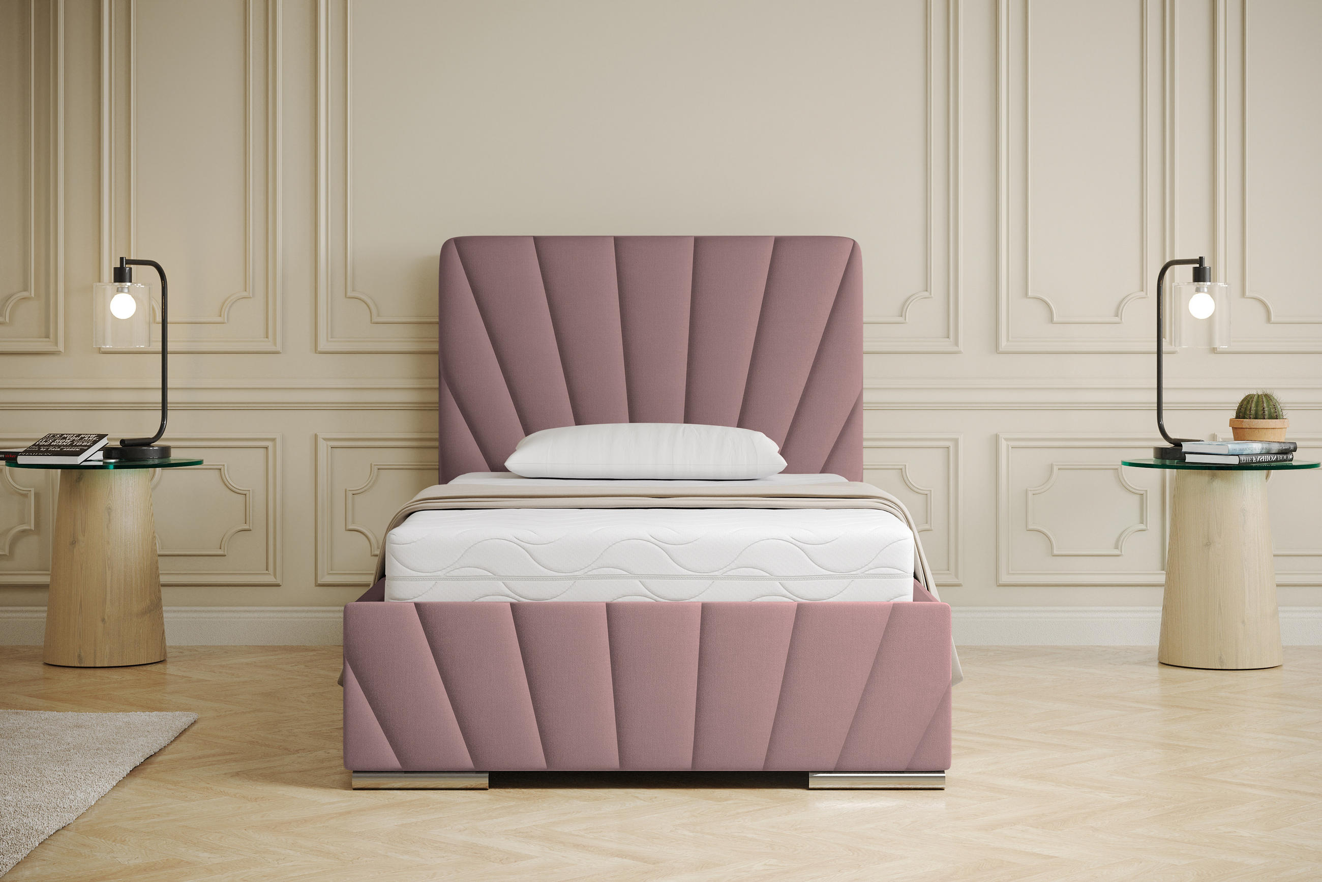 POLSTERBETT Ray 100 x 200 cm mit Bettkasten, Lattenrost und Taschenfederkernmatratze Pocket - Rosa - Rosa, Holz (100/200cm) - Panda Möbel