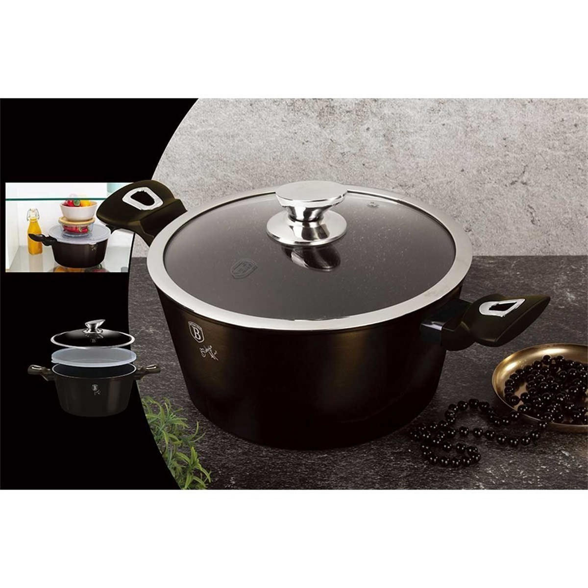 TOPF Schwarz 28/28/12.4 cm BH6606 - Schwarz, Metall (28cm) - Berlinger Haus