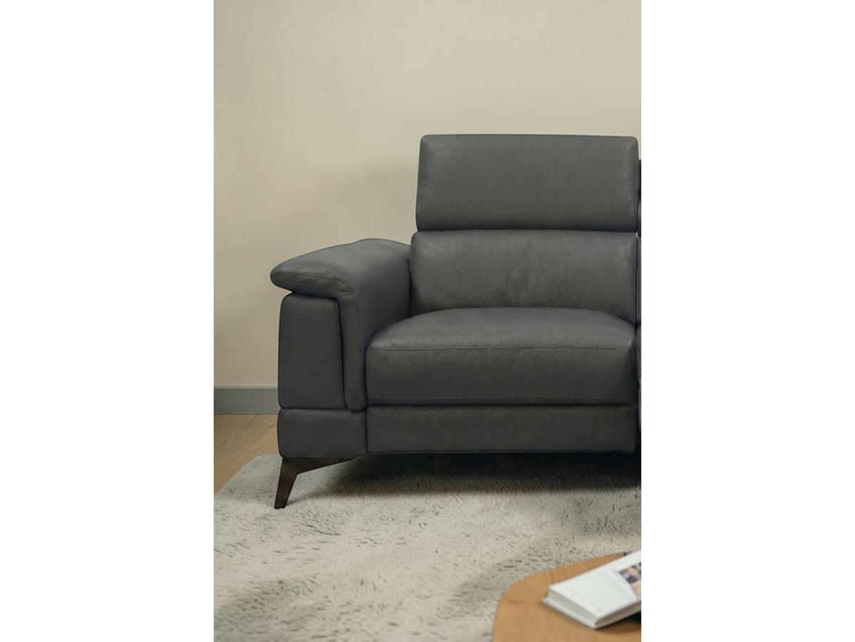 3-SITZER Sofa Planet Echtleder mit 1 x Relaxfunktion Anthrazit - Anthrazit, Leder/Metall (200/80/110cm)