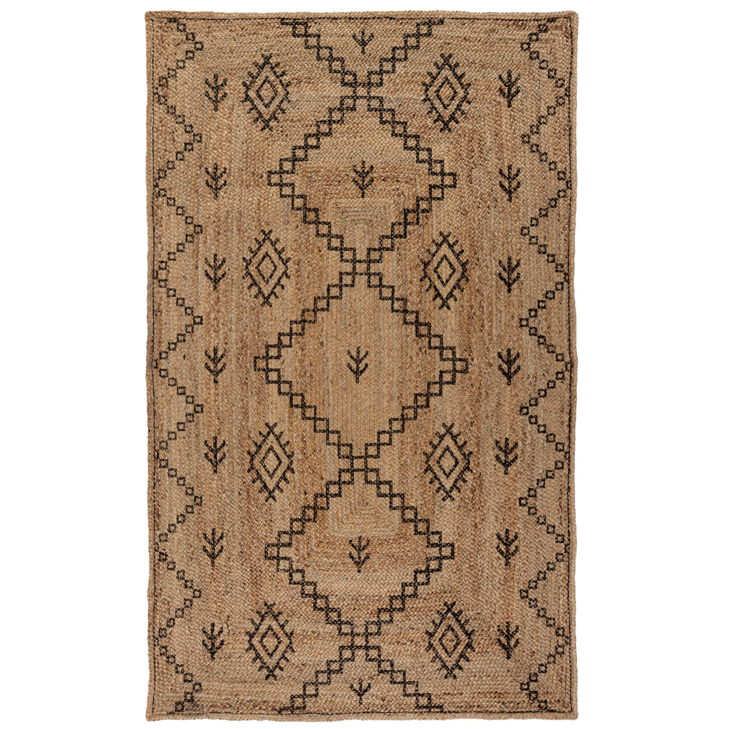 TEPPICH Jute Geometrisch-Design, öko NEATH PAUL, Braun-Schwarz 120x170 cm - Braun, Naturmaterialien (120/170cm) - KADIMA DESIGN