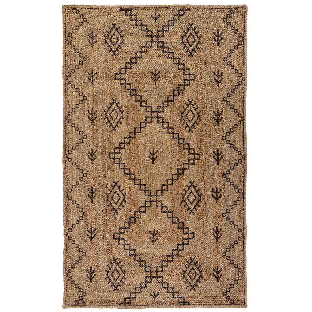 TEPPICH Jute Geometrisch-Design, öko NEATH PAUL, Braun-Schwarz 120x170 cm - Braun, Naturmaterialien (120/170cm) - KADIMA DESIGN