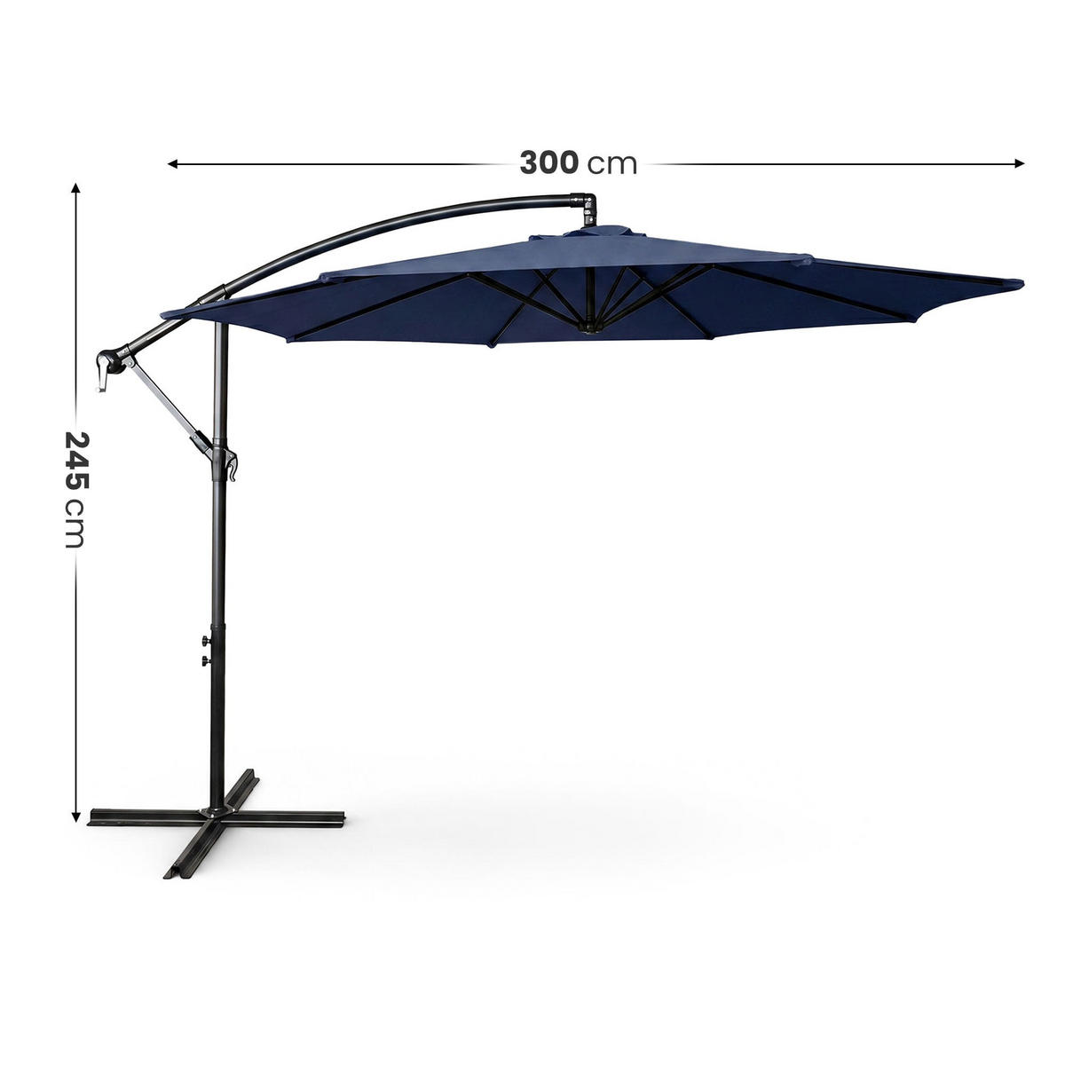 SONNENSCHRIM Marine 245/300 cm - Schwarz/Dunkelblau, Metall (300/300cm) - Akord