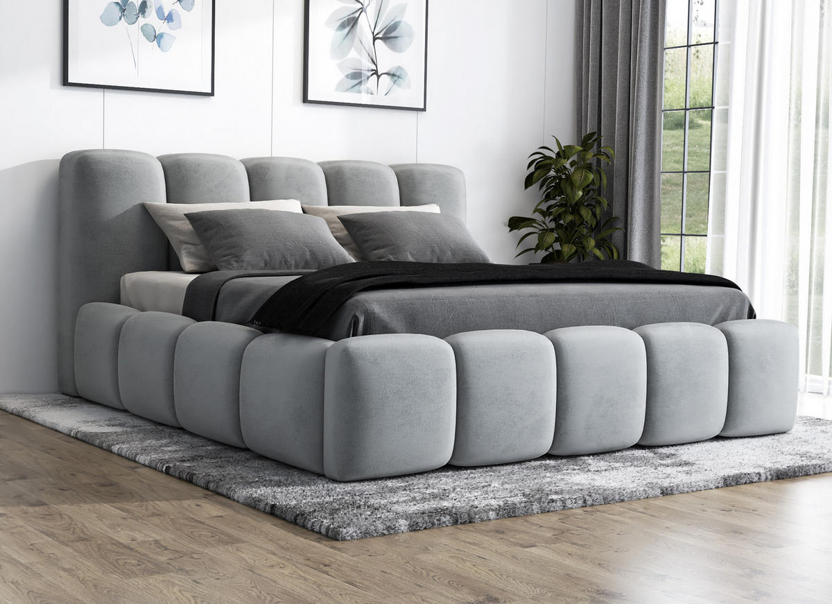 POLSTERBETT SONIC 90 x 200 cm Grau - Grau, Textil (90/200cm) - A&J MöbelLand