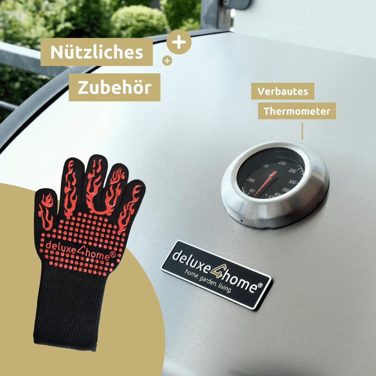 GASGRILL 3+1 Brenner mit Deckel DELO mit Seitenbrenner - Silberfarben, Metall (131/110/54cm) - DELUKE