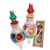 CHRISTBAUMSCHMUCK Reflekorformen Nostalgie Mehrfarbig 14cm (Glas / 2 Stk.) - Multicolor, Glas (5/14/5cm) - Krebs Glas Lauscha
