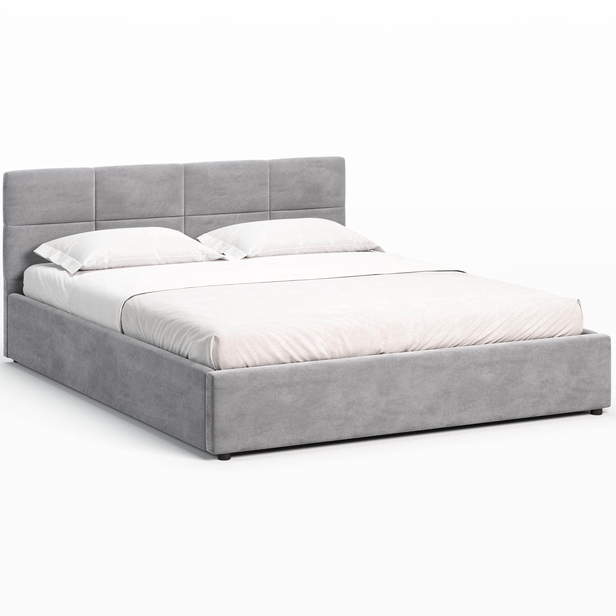 POLSTERBETT 140×200 cm mit Bettlkasten und Lattenrost Mika HLR-22 Grau Velours - Grau, Holz/Textil (140/200cm) - Jana