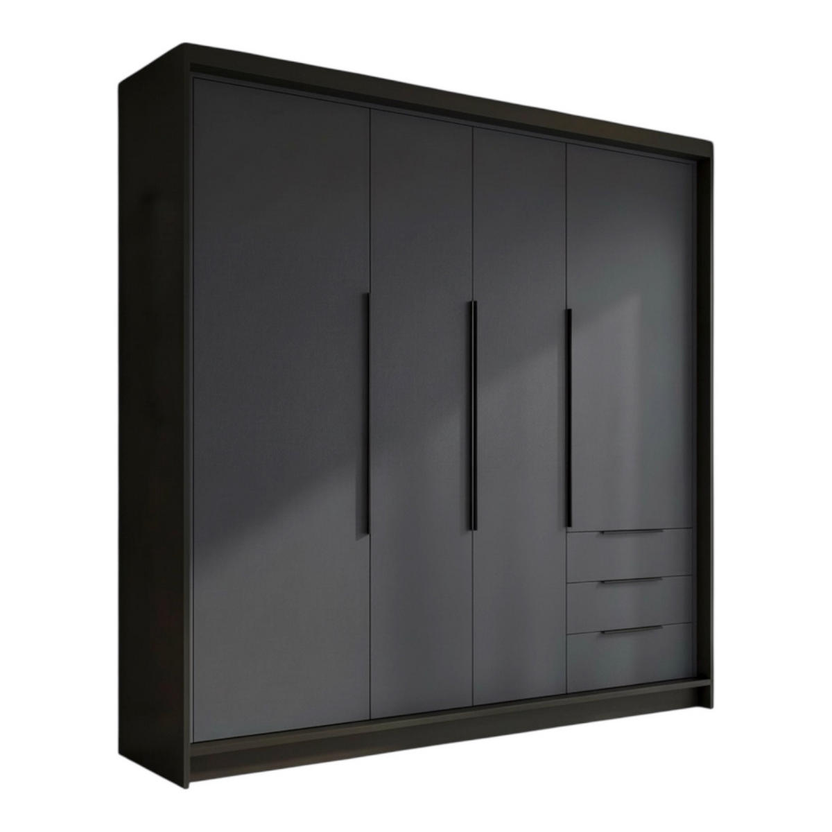 DREHTÜRENSCHRANK KLARI Schwarz Graphit Schublade 200 cm - Schwarz/Graphitfarben, Holzwerkstoff (200/215/59.5cm) - A&J MöbelLand