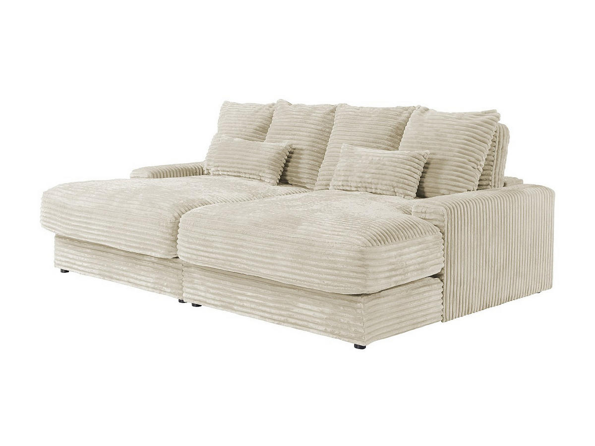 SOFA 3-Sitzer - tiefe Komfortsitzfläche - grob gerippter Cord - Grau - CALAZO - Grau, Textil (232/85/170cm) - Vente-Unique