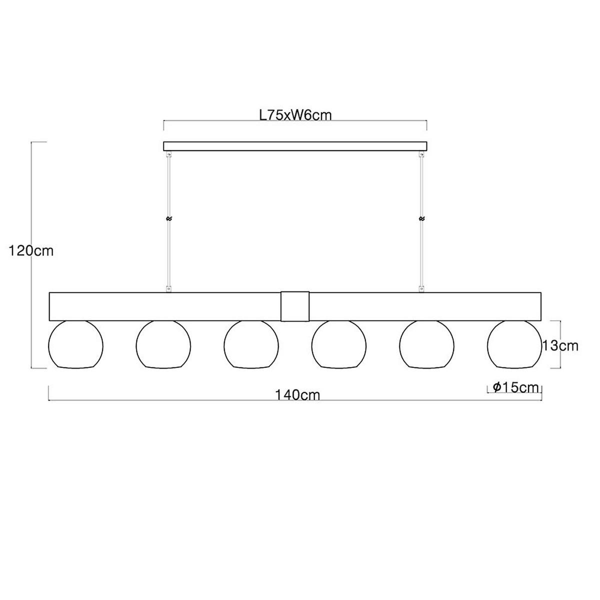 HÄNGELEUCHTE Holzoptik Braun Metall Schwarz - Braun, Glas (140/15/120cm) - Globo Lighting