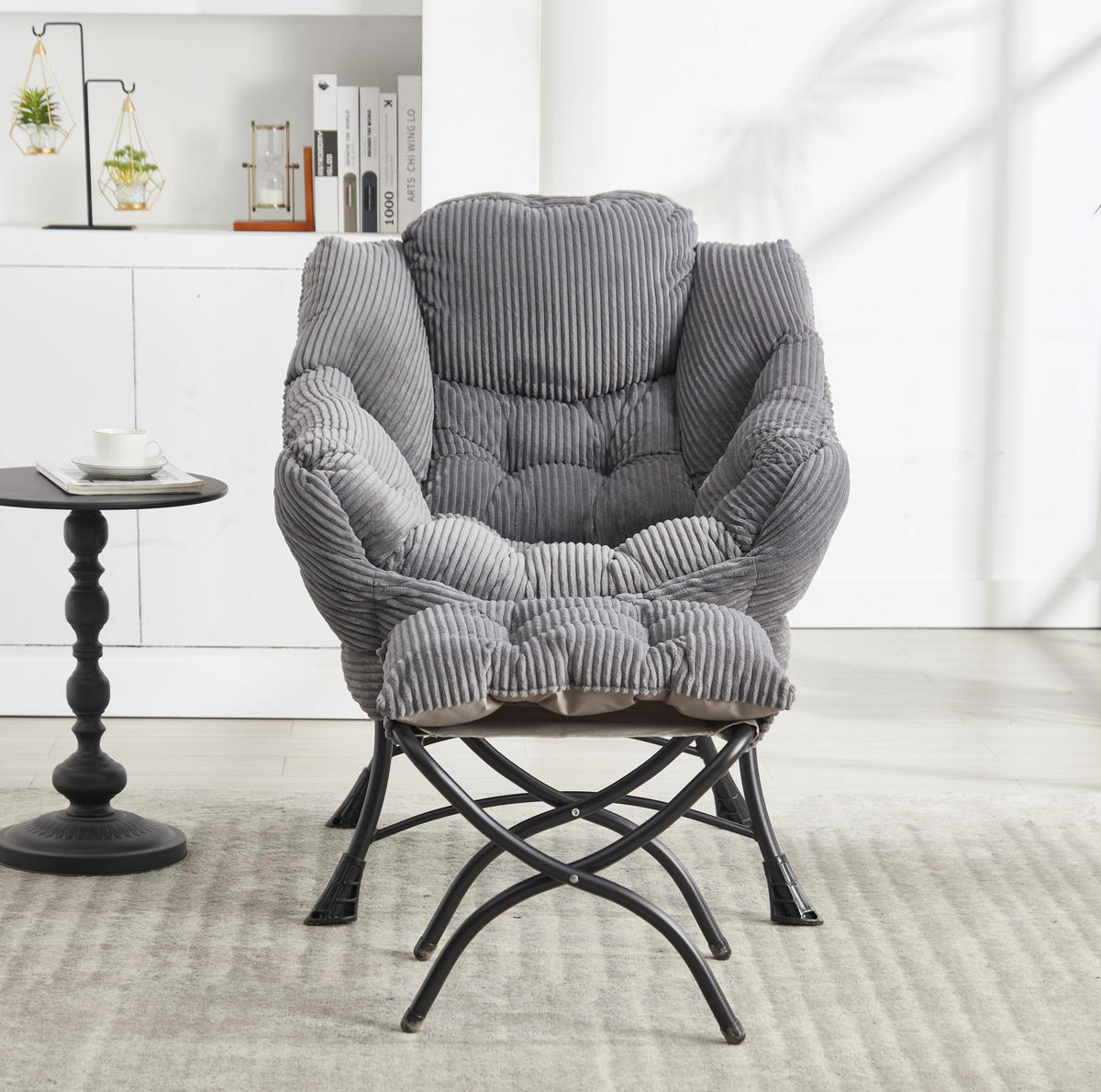 LOUNGESESSEL Set mit Hocker Flanell, Stahlgestell 69,9/64/95 cm Sessel Grau - Grau, Textil (69.9/95/64cm) - Redom