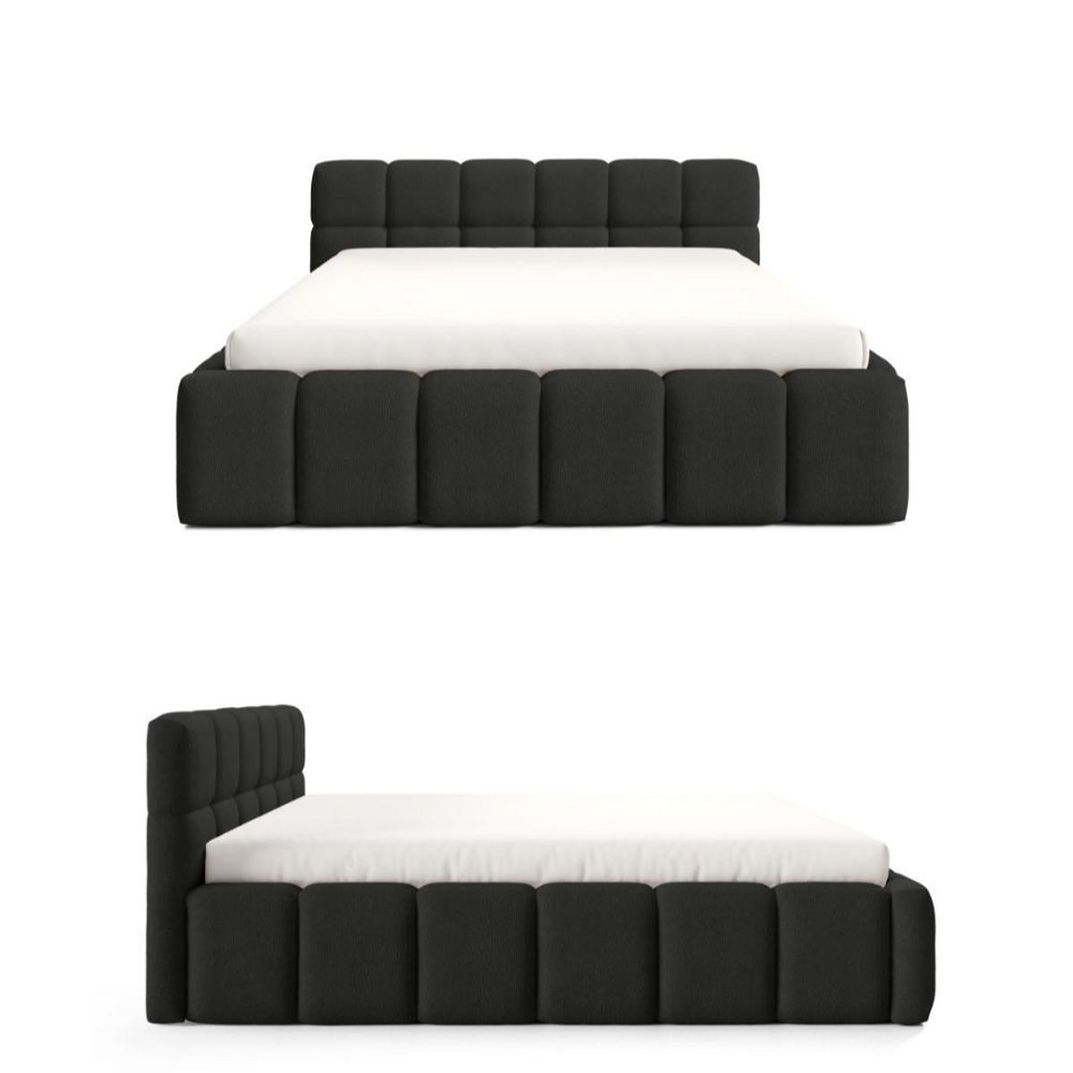 POLSTERBETT NUBO Medium 180x200 cm mit Bettkasten – QUELLE 100 - Schwarz, Holz (180/200cm) - Dekori_Interiors