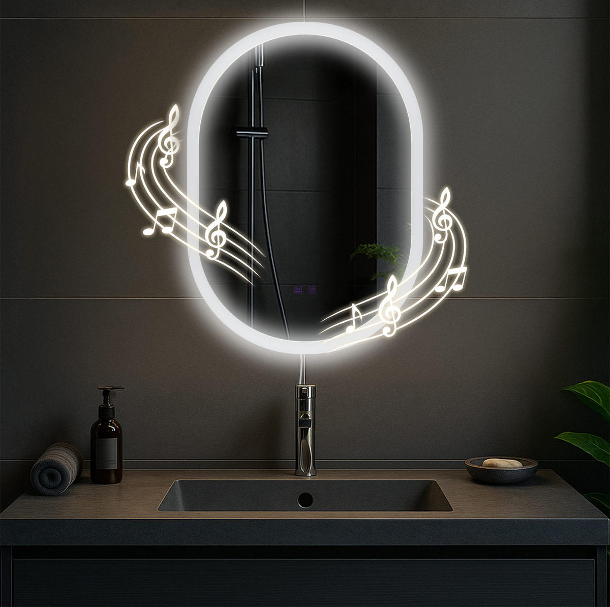 BADSPIEGEL Bern 70x50 Bluetooth 50x3,5x70cm Glas Klarglas Badezimmerspiegel - Klar, Glas (50/70/3.5cm) - DELUKE