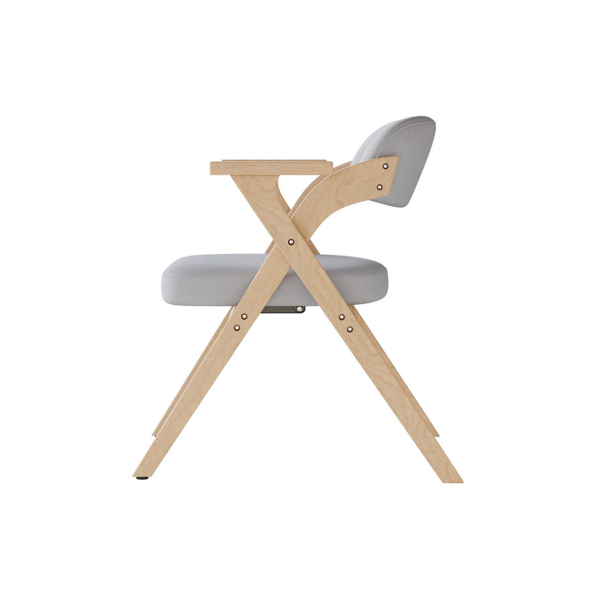 KLAPPSTUHL 4er-Set mit Armlehnen Massivholz Leinen Grau - Grau, Holz (66.5/76/64.51cm) - Meubliv