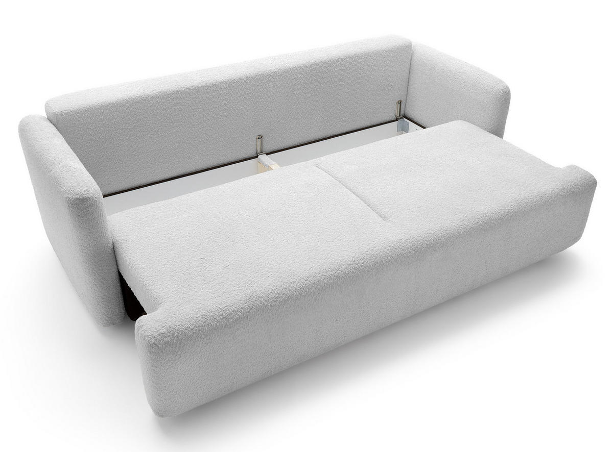 SCHLAFSOFA Lambina Hellgrau Boucle - Hellgrau/Schwarz, Kunststoff/Textil (227/92/104cm) - Selsey