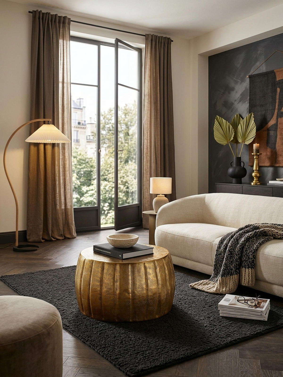 COUCHTISCH LIMENTRA im orientalischen Stil aus strukturiertem Aluminium, Gold 60x60x36 cm - Goldfarben, Metall (60/60/36cm) - KADIMA DESIGN