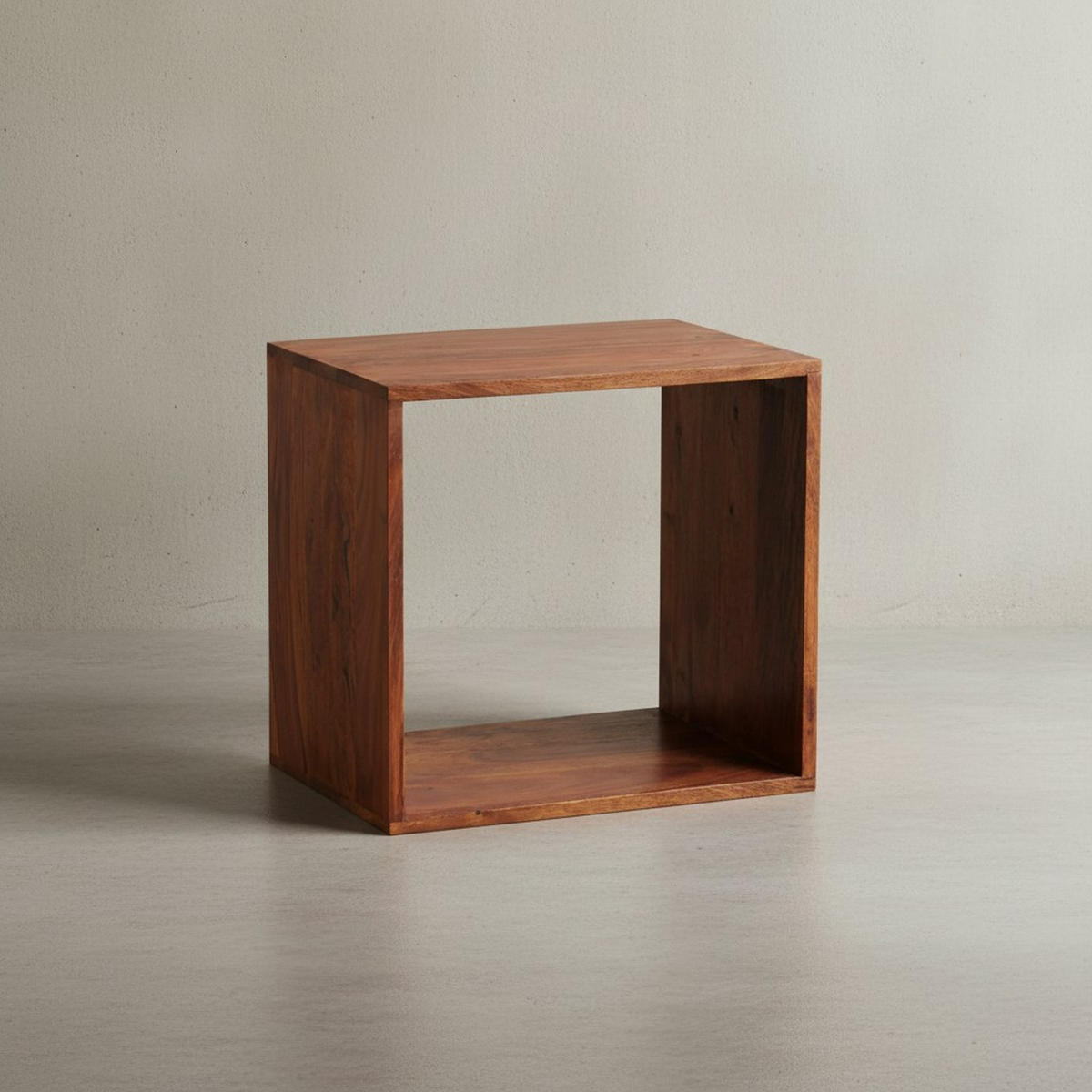 BEISTELLTISCH Massivholz Regalform Cube NAKO, Braun 43x33x43 cm - Braun, Holz (33/43/43cm) - KADIMA DESIGN