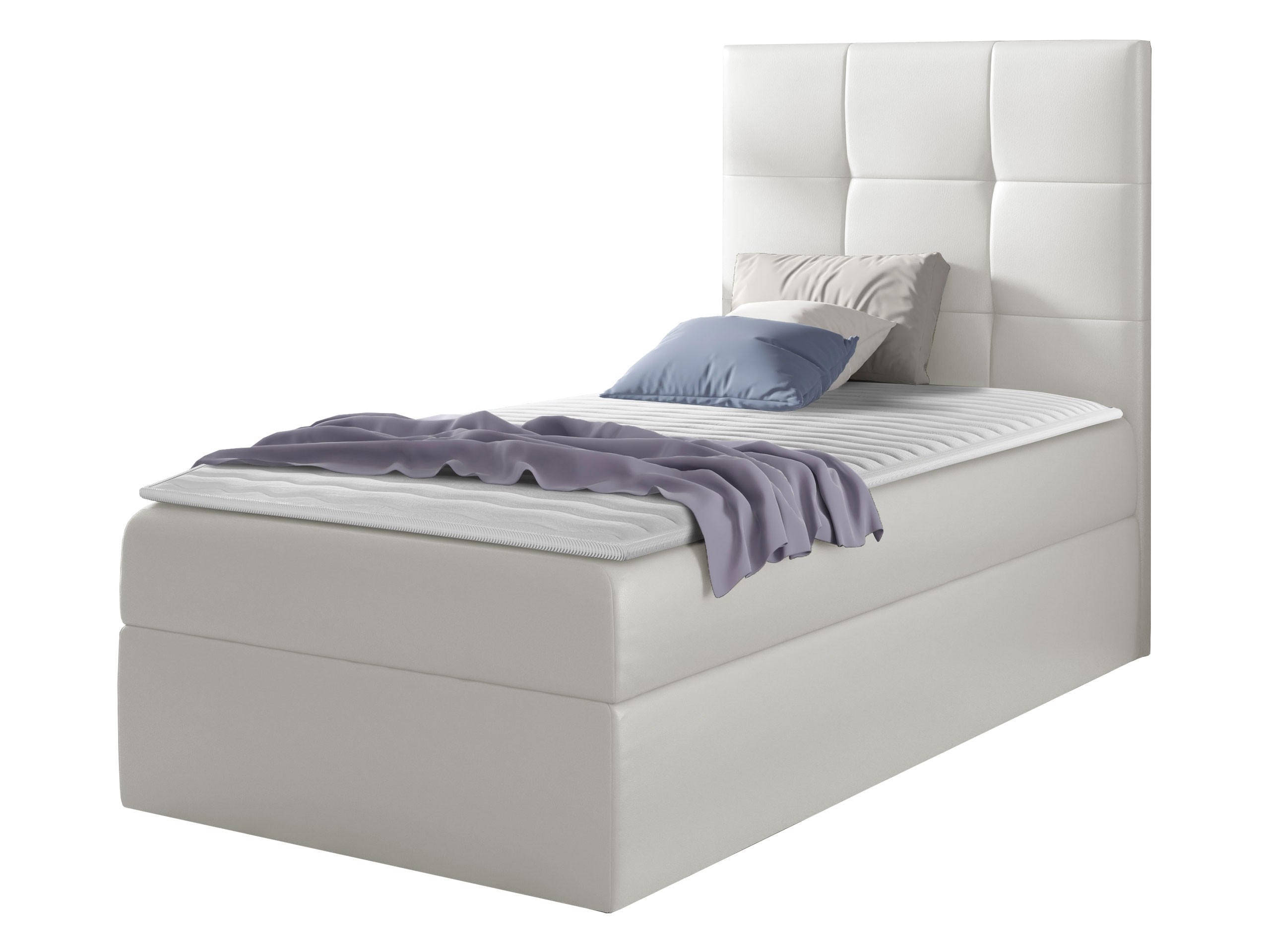 BOXBETT Mini 2, Seite zum Öffnen des Bettkastens: Rechts - Weiß, Holz (100/200cm) - MIRJAN24