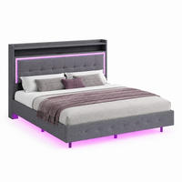 POLSTERBETT mit USB-Steckdose und LED 140x200 cm Grau - Grau, Metall (140/200cm) - Meubliv