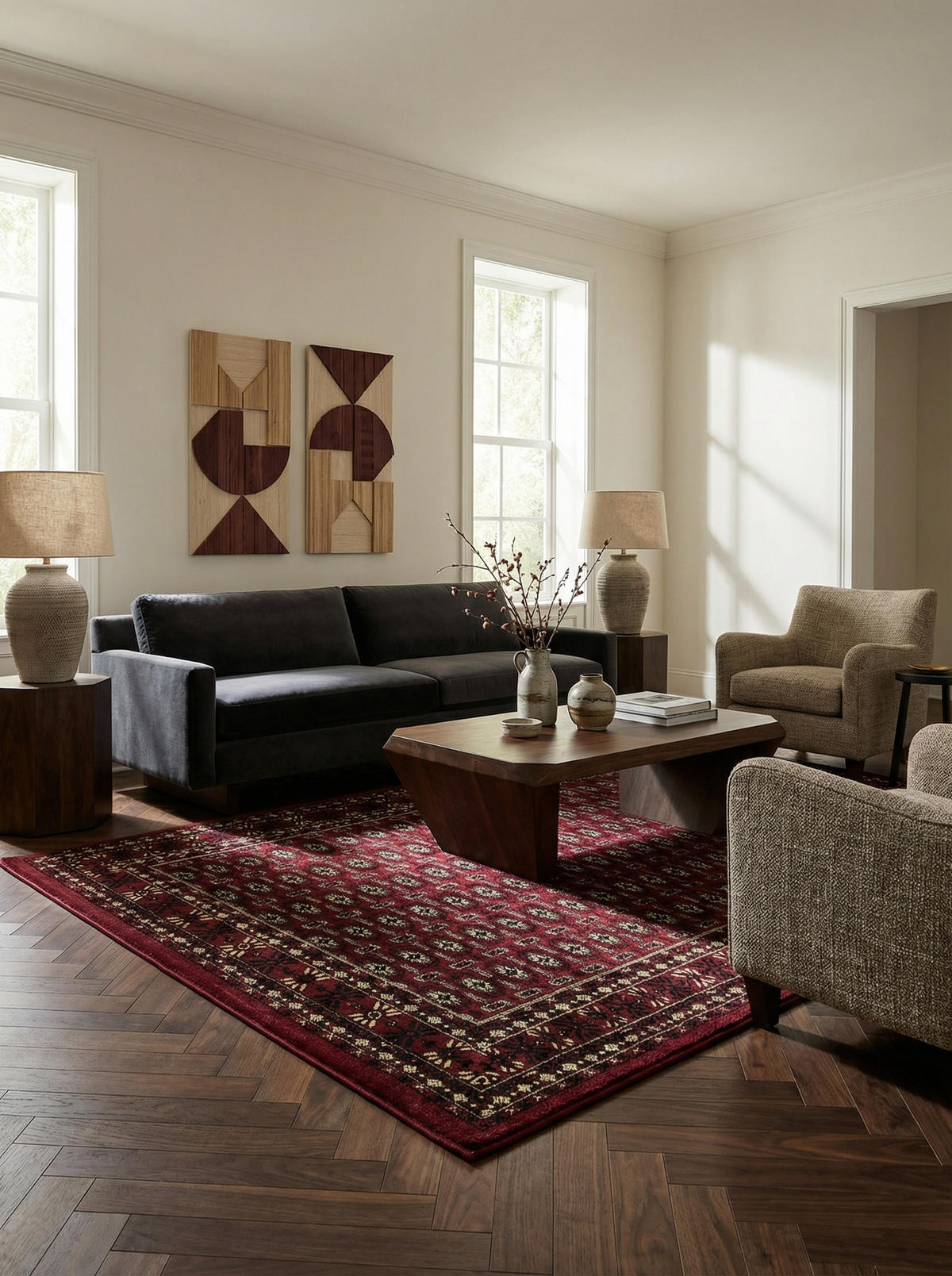 ORIENTTEPPICH Kurzflor klassisch Polypropylen Wohnzimmer Rot Rechteckig 300x400 - Rot, Textil (300/400cm) - KADIMA DESIGN