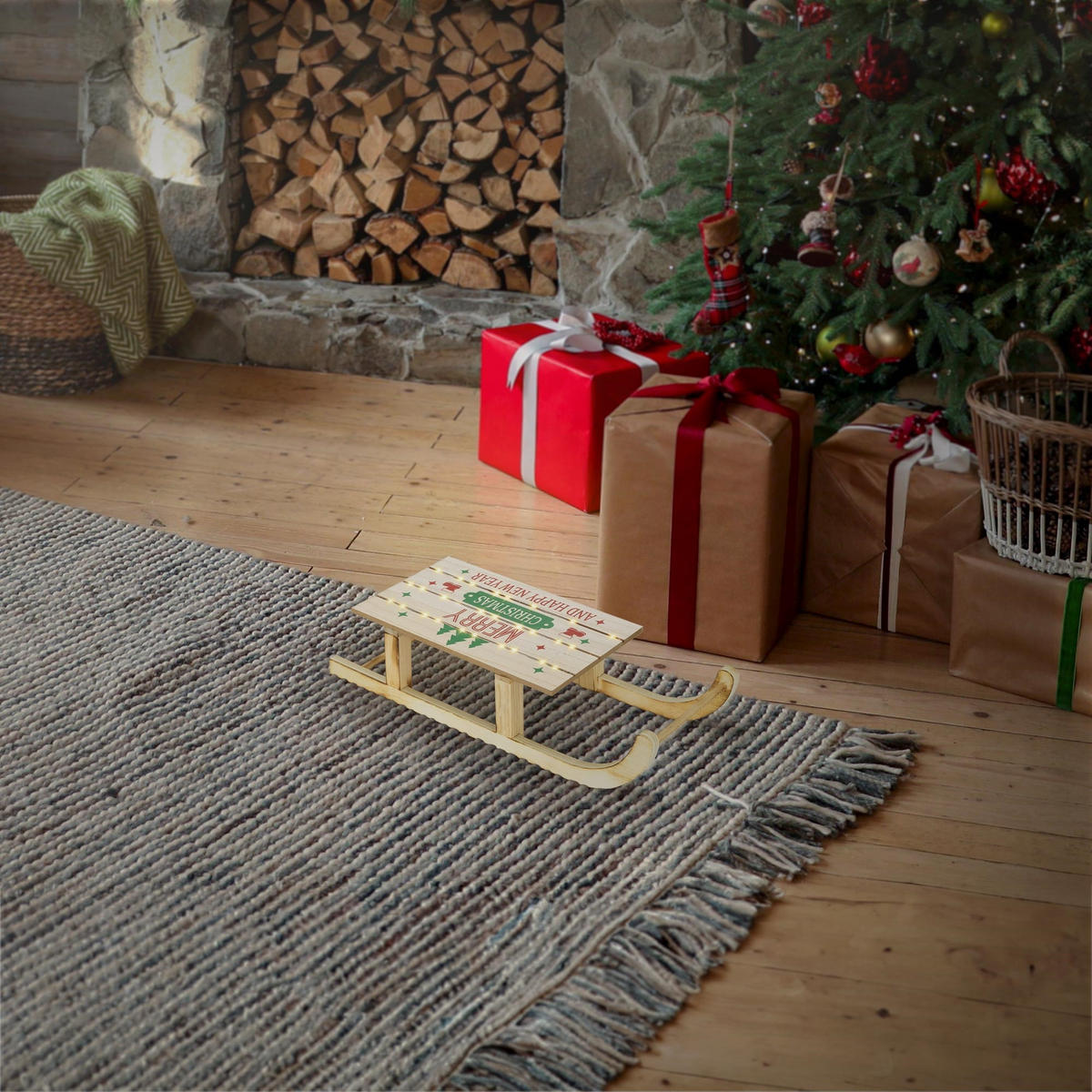 WEIHNACHT Schlitten - Braun, Holz (16/9.5/42cm) - ECD-Germany