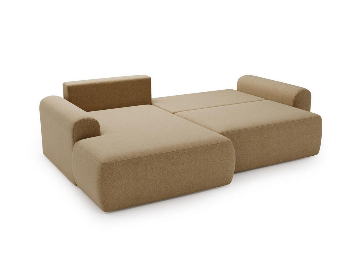 ECKSOFA Aurora Beige, mit Schlaffunktion in Lambi Stoff, linke seite - Beige, Holzwerkstoff/Textil (257/177cm) - Bettso