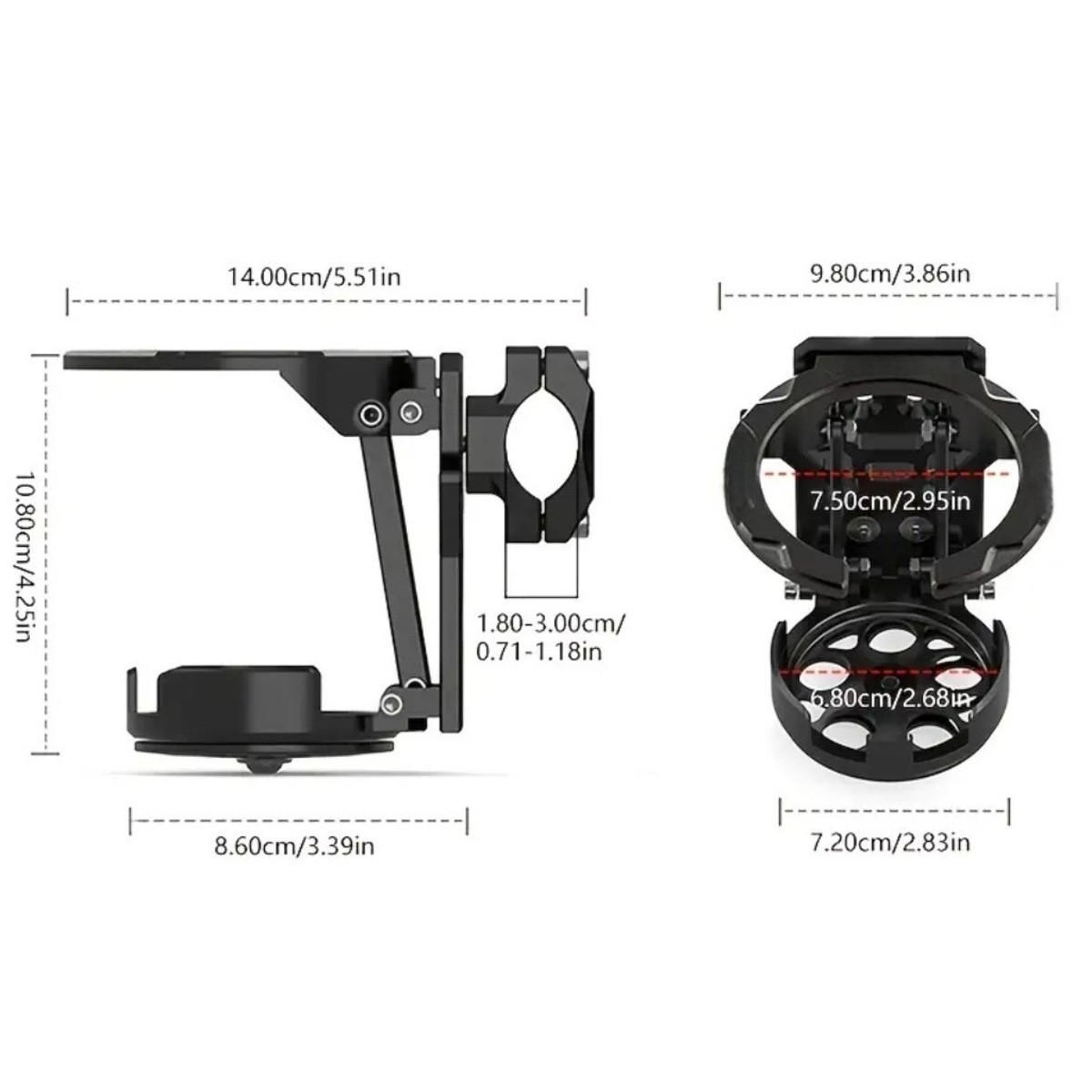 FAHRRADBECHERHALTER Verstellbarer universeller Wasserbecherhalter 13.5/9.7/10.5 cm Schwarz - Schwarz, Kunststoff (9.7/10.5/13.5cm) - Authentics