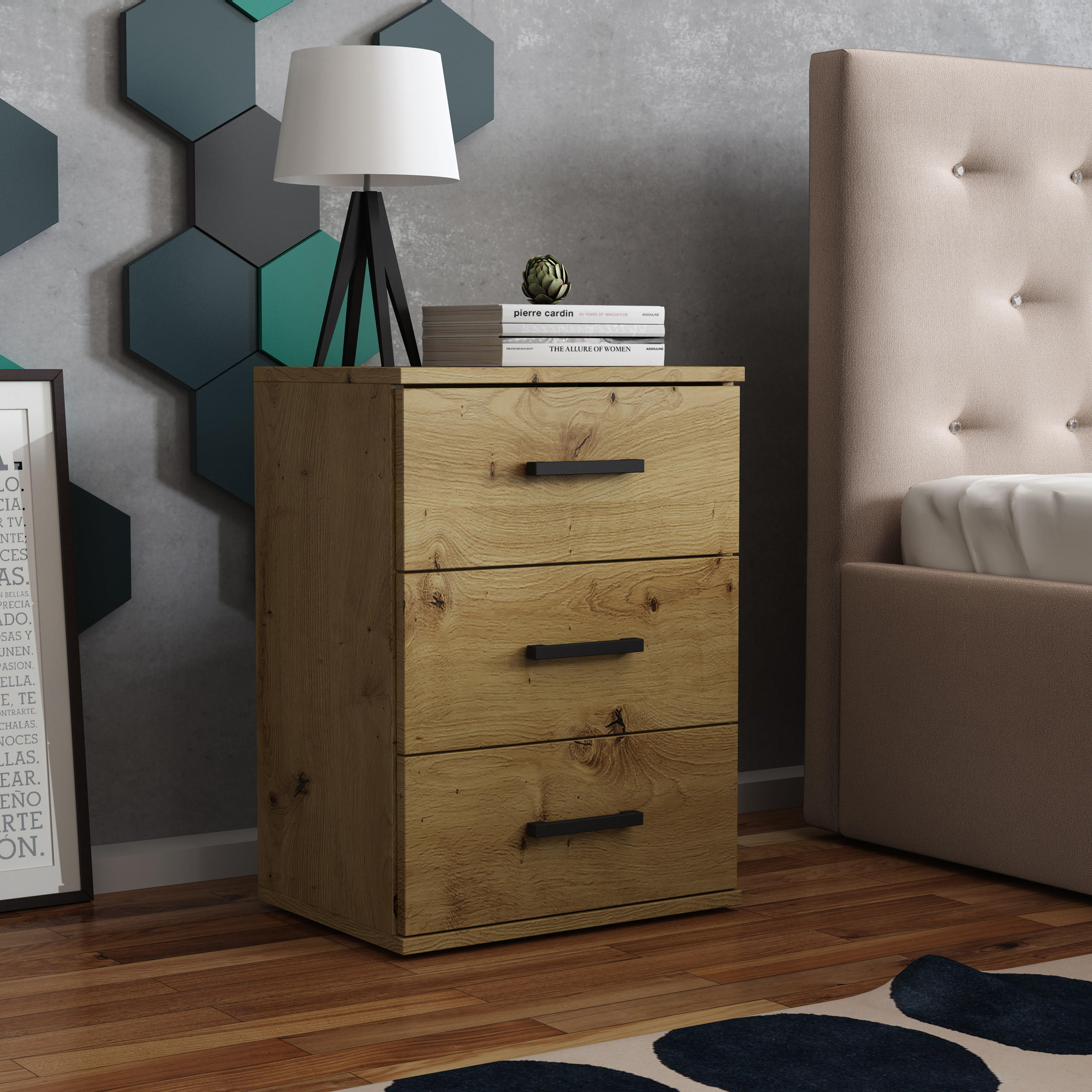 NACHTTISCH NOCTA 48/65,5/35 cm Eiche Artisan - Eiche Artisan, Holzwerkstoff (48/65.5/35cm) - MASSENO