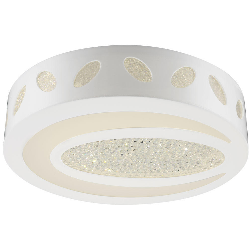 LED DECKENLEUCHTE Kristalloptik Weiß - Weiß, Metall (40/40/11cm) - Globo Lighting