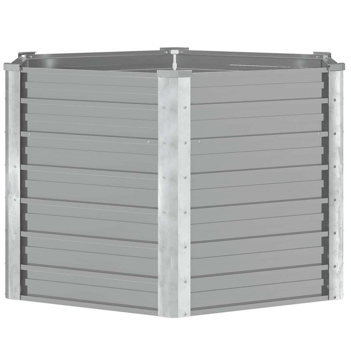 GARTEN-HOCHBEET Verzinkter Stahl 129x129x77 cm Grau - Grau, Metall (129/77/129cm) - furnicato