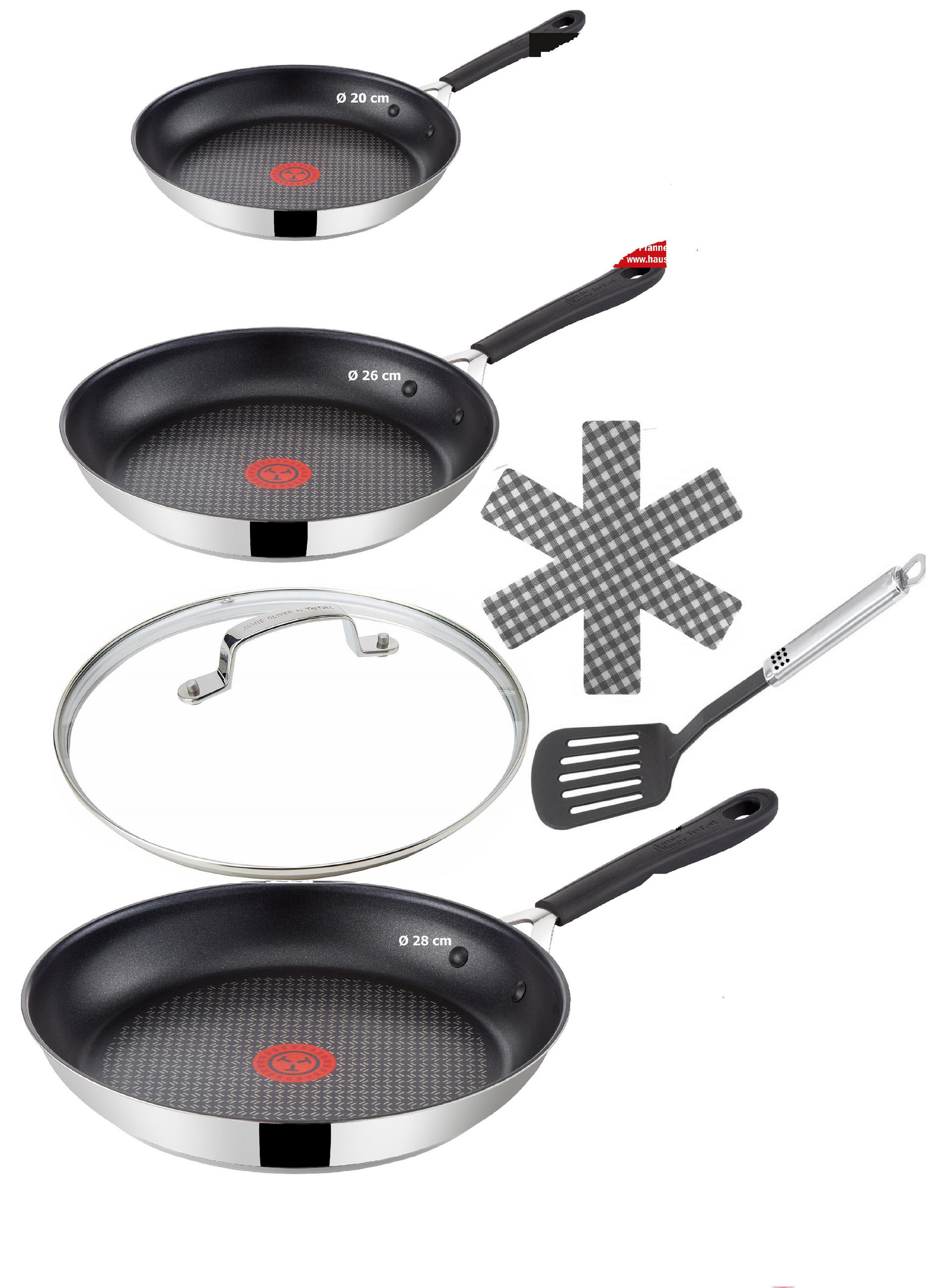 PFANNEN-SET E85718 Jamie Oliver Silber 6-Teilig - Silberfarben/Schwarz, Keramik/Metall - Tefal