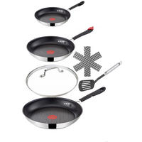 PFANNEN-SET E85718 Jamie Oliver Silber 6-Teilig - Silberfarben/Schwarz, Keramik/Metall - Tefal