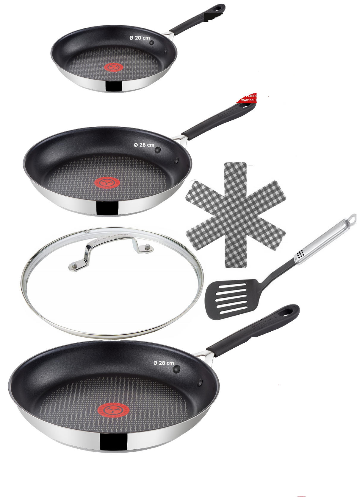 PFANNEN-SET E85718 Jamie Oliver Silber 6-Teilig - Silberfarben/Schwarz, Keramik/Metall - Tefal