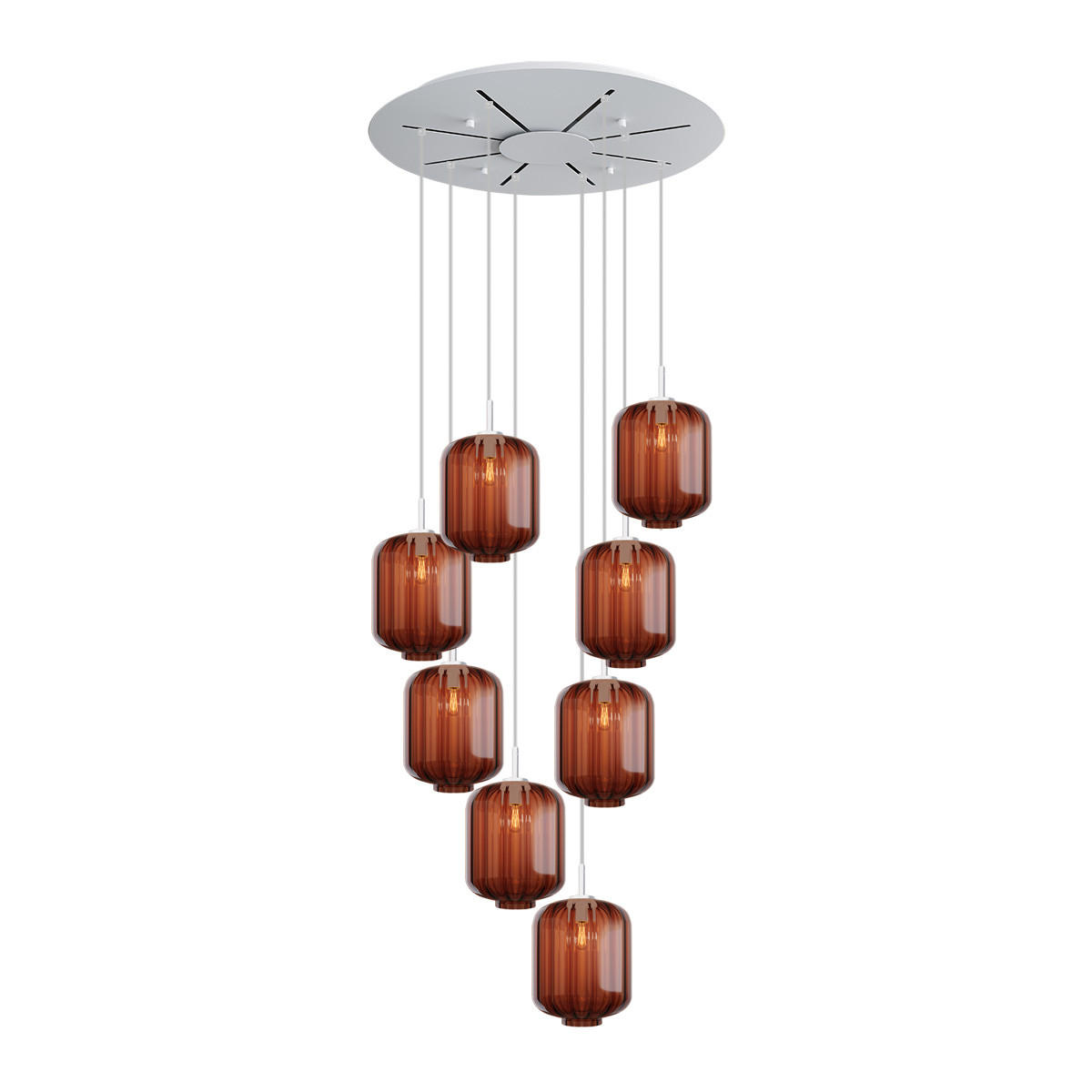 GALERIELEUCHTE Velo 8-flammig Braun Ø 25cm - Braun/Weiß, Glas (25/25/27cm) - s.luce