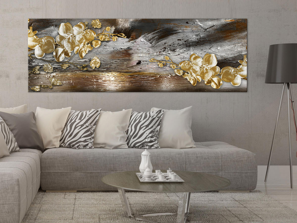 KUNSTDRUCK Gold 90/30 cm - Silberfarben/Goldfarben, Textil (90/30cm) - KUNSTLOFT