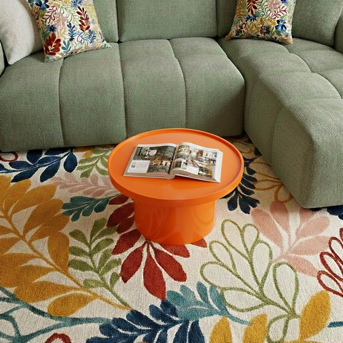 COUCHTISCH, Orange - Orange, Holzwerkstoff (50/50/30cm) - Oviala