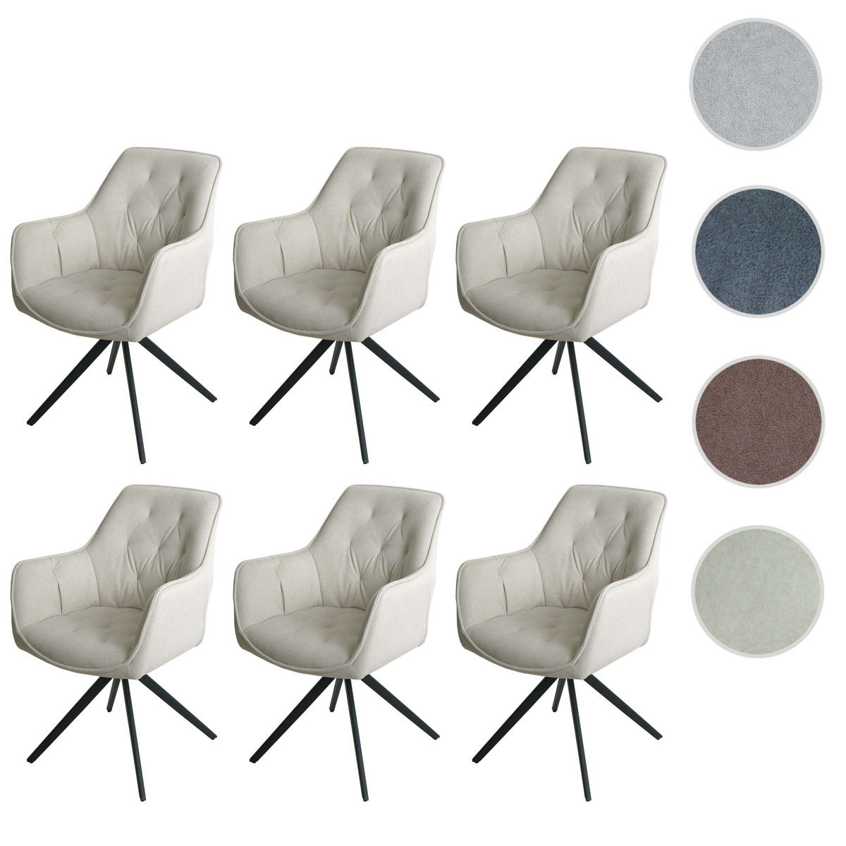 ESSZIMMERSTUHL Beige 6er-Set - Beige, Textil (55/87/60cm) - MCW