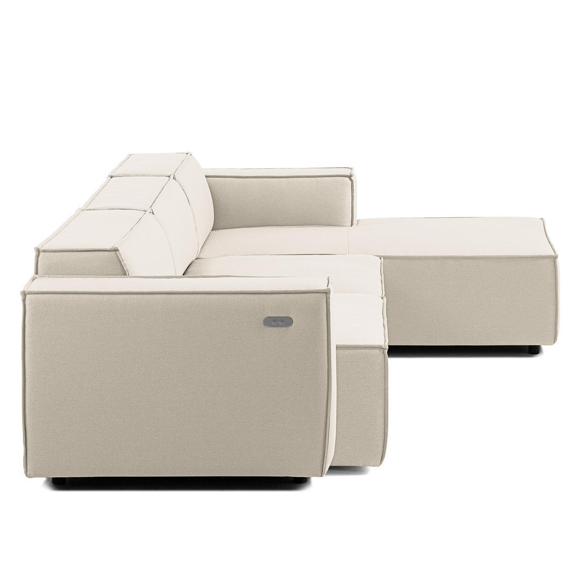 ECKSOFA mit Longchair - Schwarz/Weiß, Kunststoff/Textil (294/177cm) - home24