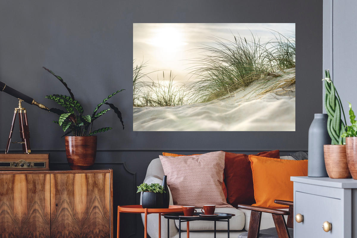 WANDTATTOO Dünen - Strand - Schlewswig-Holstein - Wattenmeer 120x80 cm - Creme, Kunststoff (120/80/0.1cm) - MuchoWow