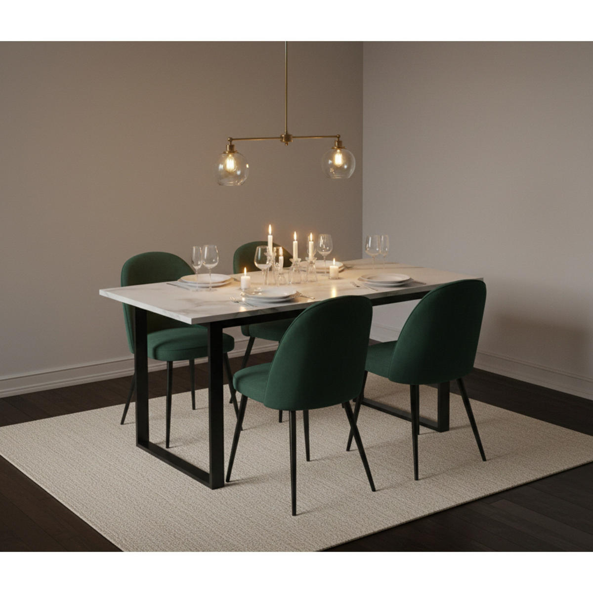 ESSGRUPPE 5-TLG. Tilst Weiß, Grün - Grün, Holzwerkstoff/Textil (160/74/90cm) - ebuy24