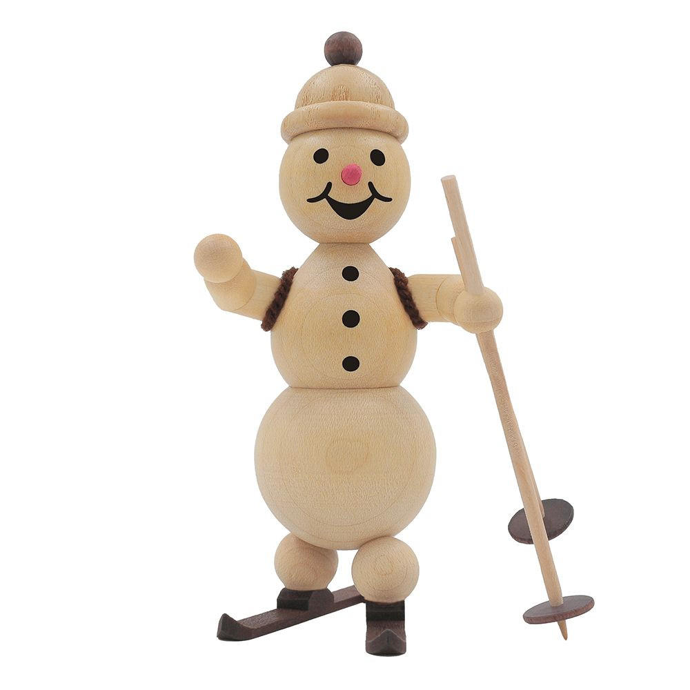 HOLZFIGUR Schneemann Skilehrer 10 cm - Multicolor, Holz (7/10/0.1cm)