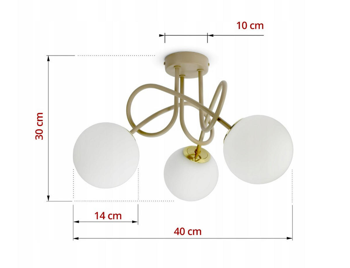 PENDELLEUCHTE ECRU II - Beige/Goldfarben, Glas/Metall (40/40/30cm) - kiki design