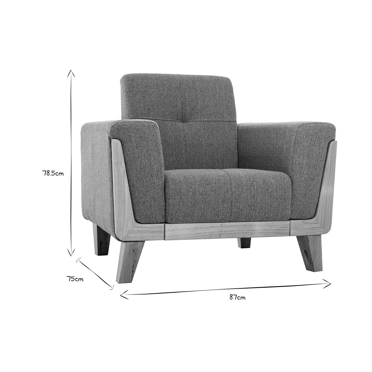 SESSEL Skandinavisch Hellgrau Holz FJORD - Hellgrau, Textil (75/78.5/87cm) - Miliboo