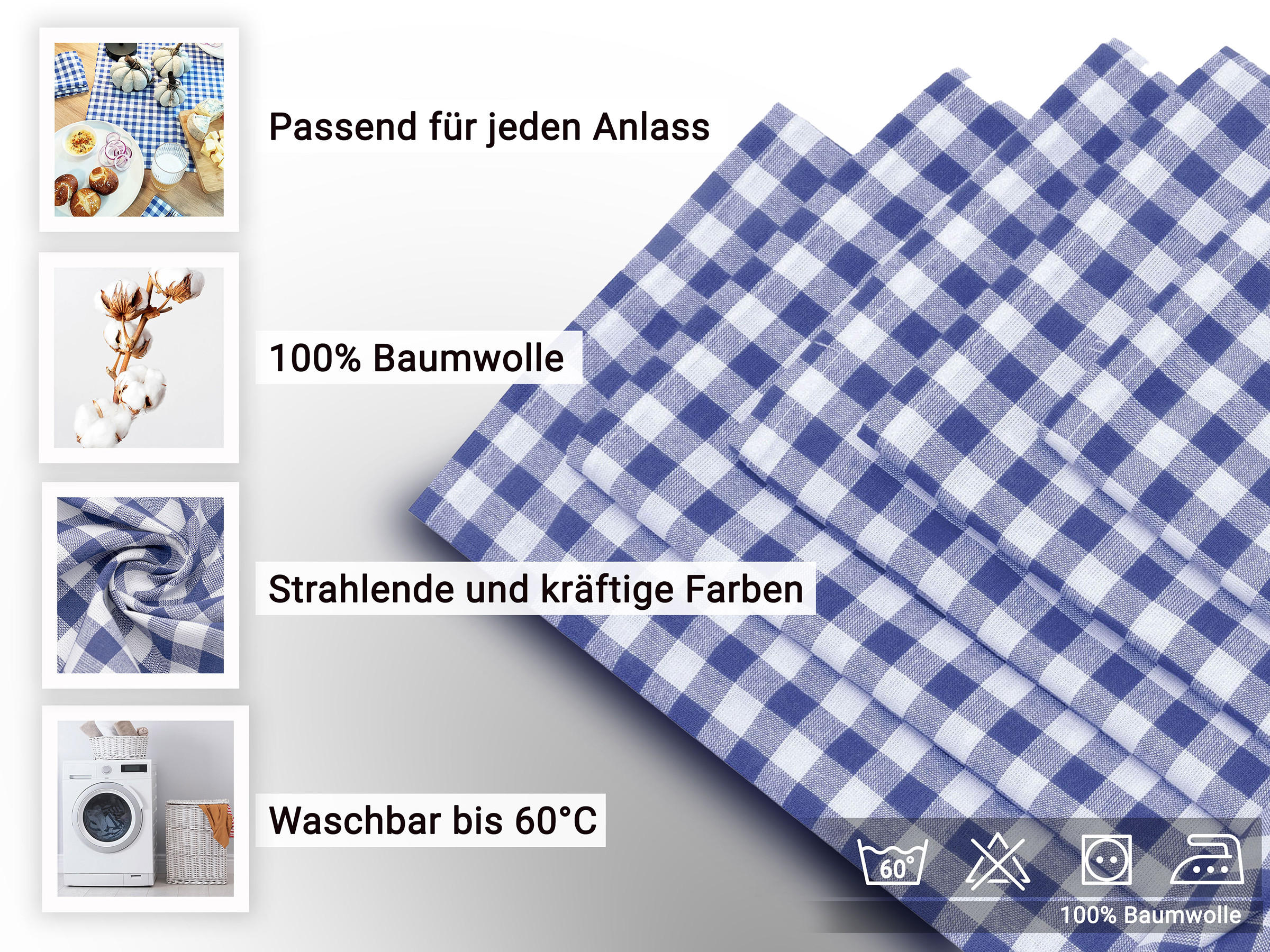 STOFFSERVIETTEN, 6er-Set, 45x45 cm, 100% Baumwolle, Blau - Blau, Textil (45/45cm) - Zollner