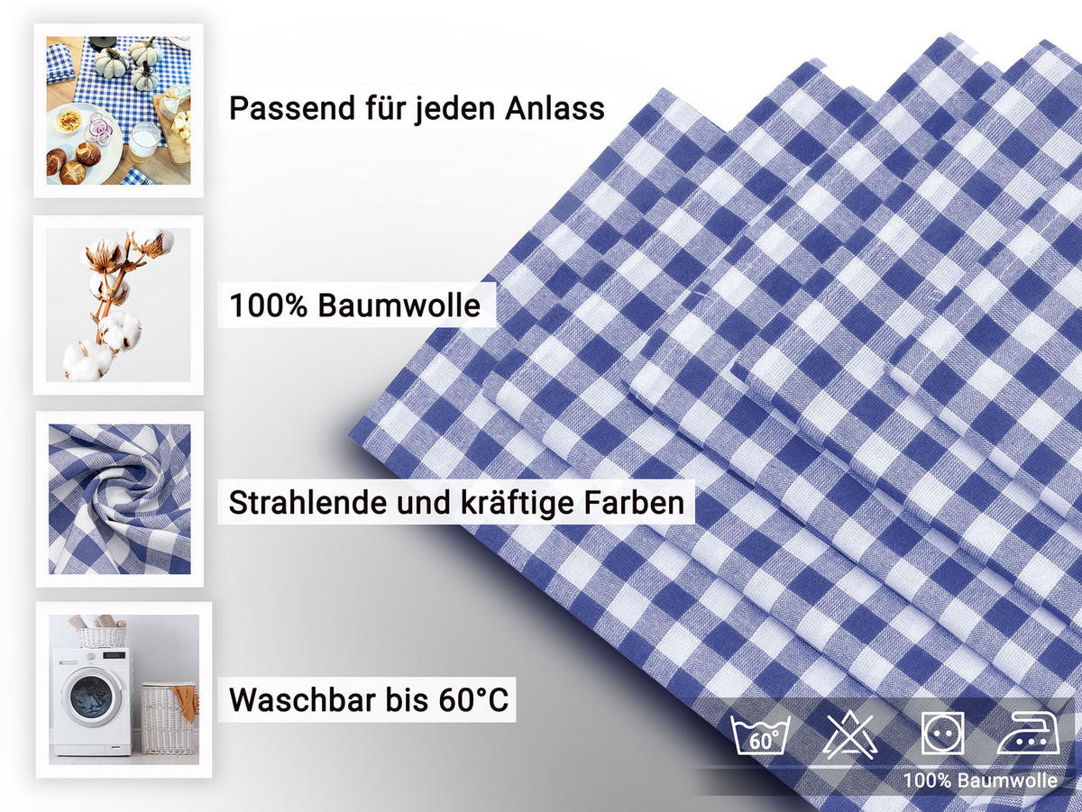 STOFFSERVIETTEN, 6er-Set, 45x45 cm, 100% Baumwolle, Blau - Blau, Textil (45/45cm) - Zollner
