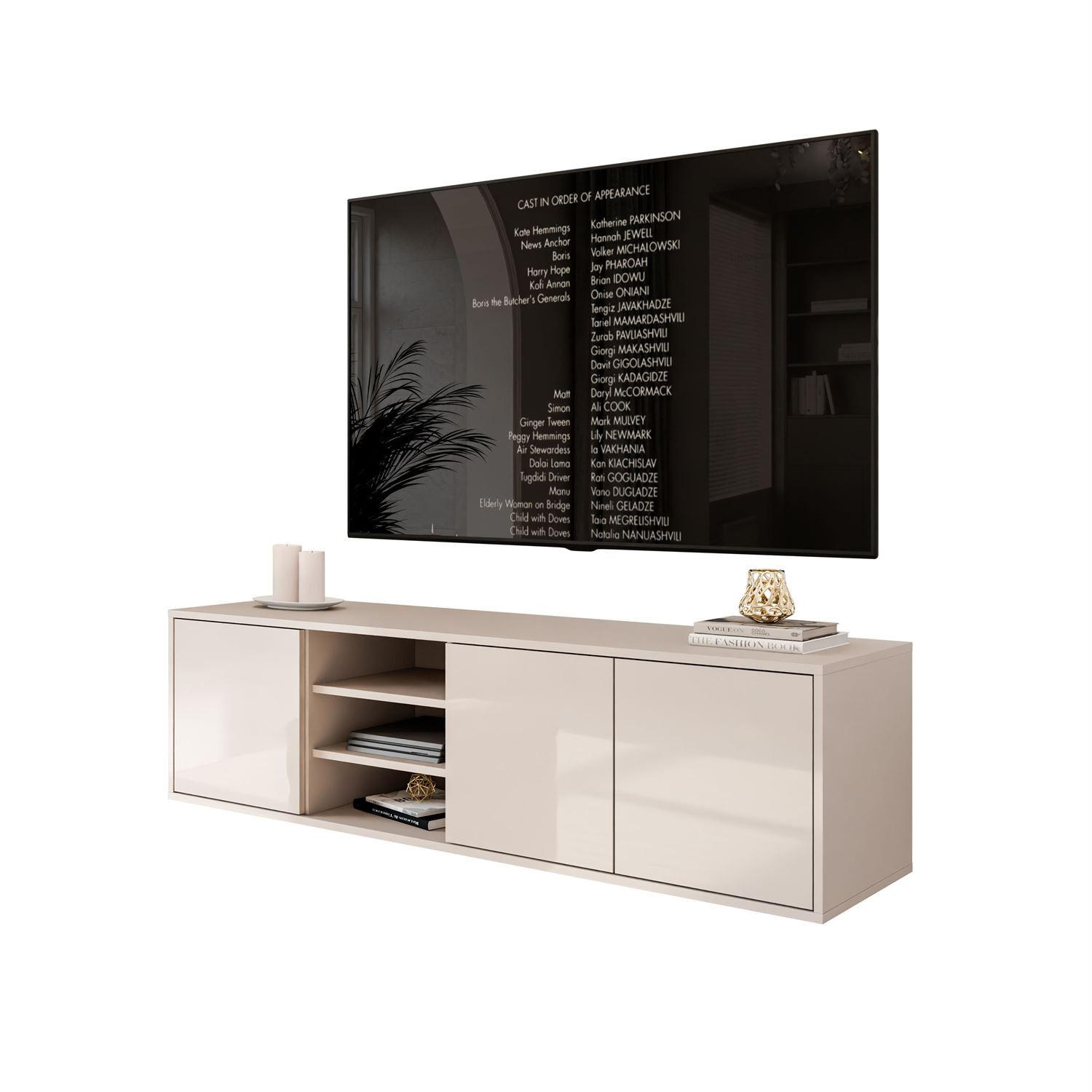 TV-SCHRANK SANAYI Kaschmir Hochglanz – hängend - Kaschmir, Holzwerkstoff (156/42/38cm) - Lookway