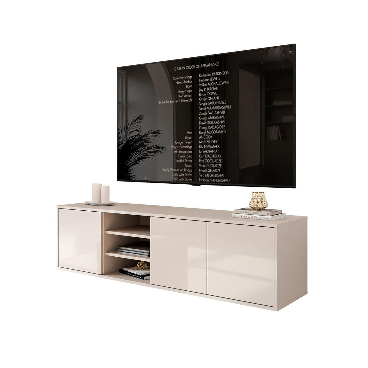 TV-SCHRANK SANAYI Kaschmir Hochglanz – hängend - Kaschmir, Holzwerkstoff (156/42/38cm) - Lookway